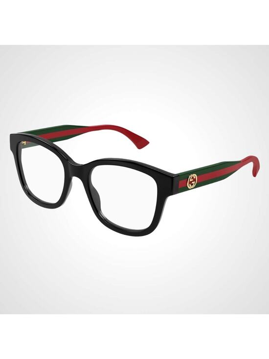 New GUCCI Eyeglasses 51-19mm Black Square Full Rim Red Green Arms Womens Rx-able